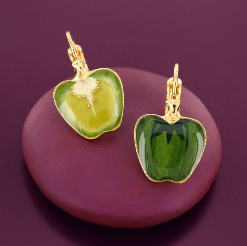 Boucles d\'oreilles dormeuses Paprika - Doré vert