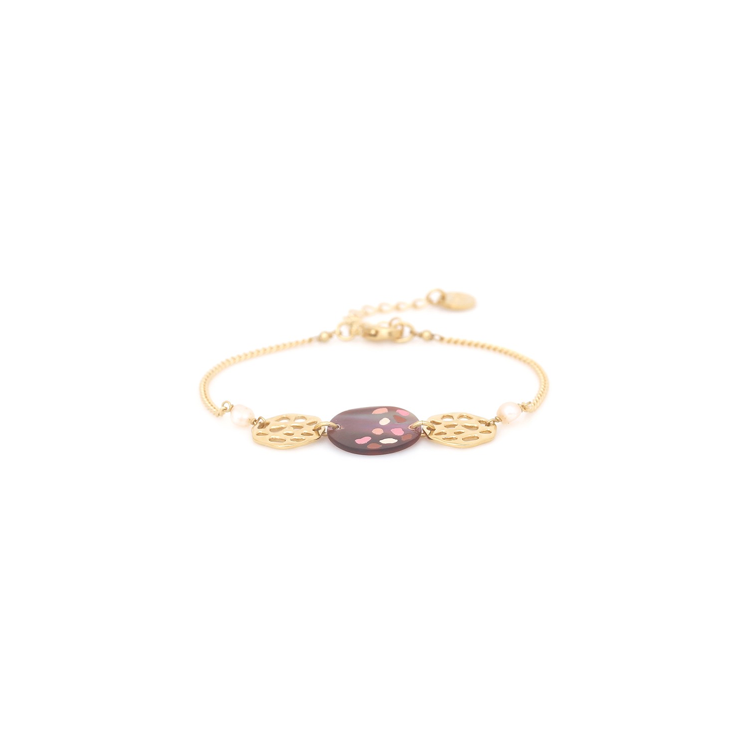 Bracelet ajustable 3 disques - Fauve