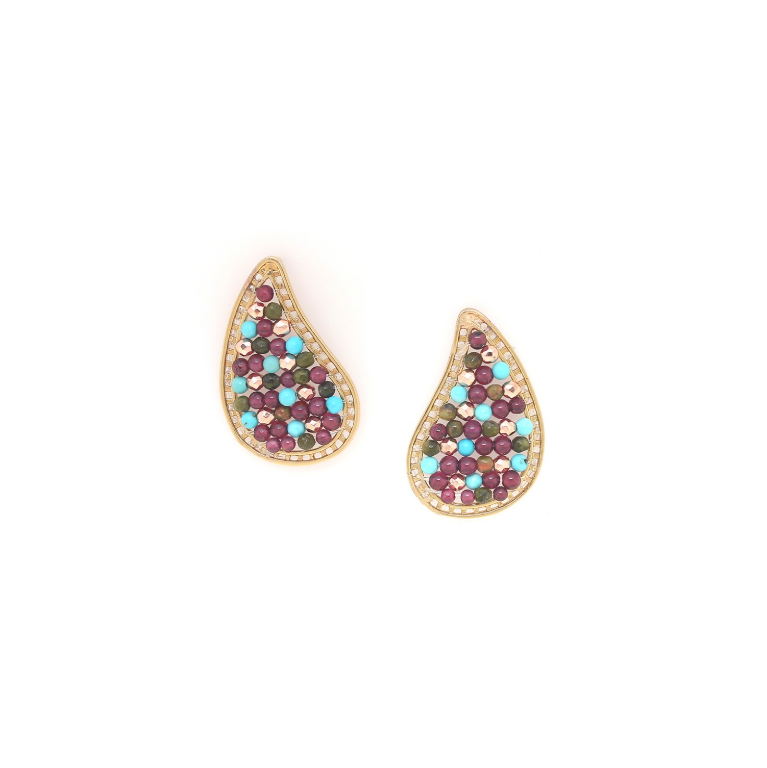 Boucles d\'oreilles puces perles tissées - Cassandra