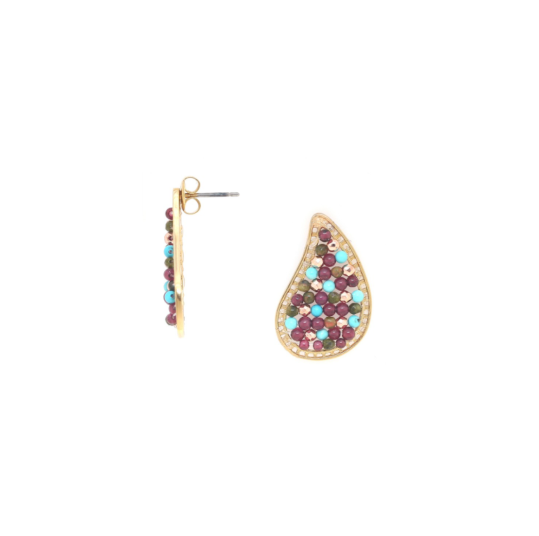 Boucles doreilles puces perles tissées 2
