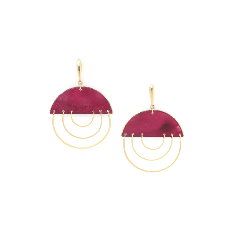 Boucles d\'oreilles poussoir 3 demi anneaux dorés - Marly