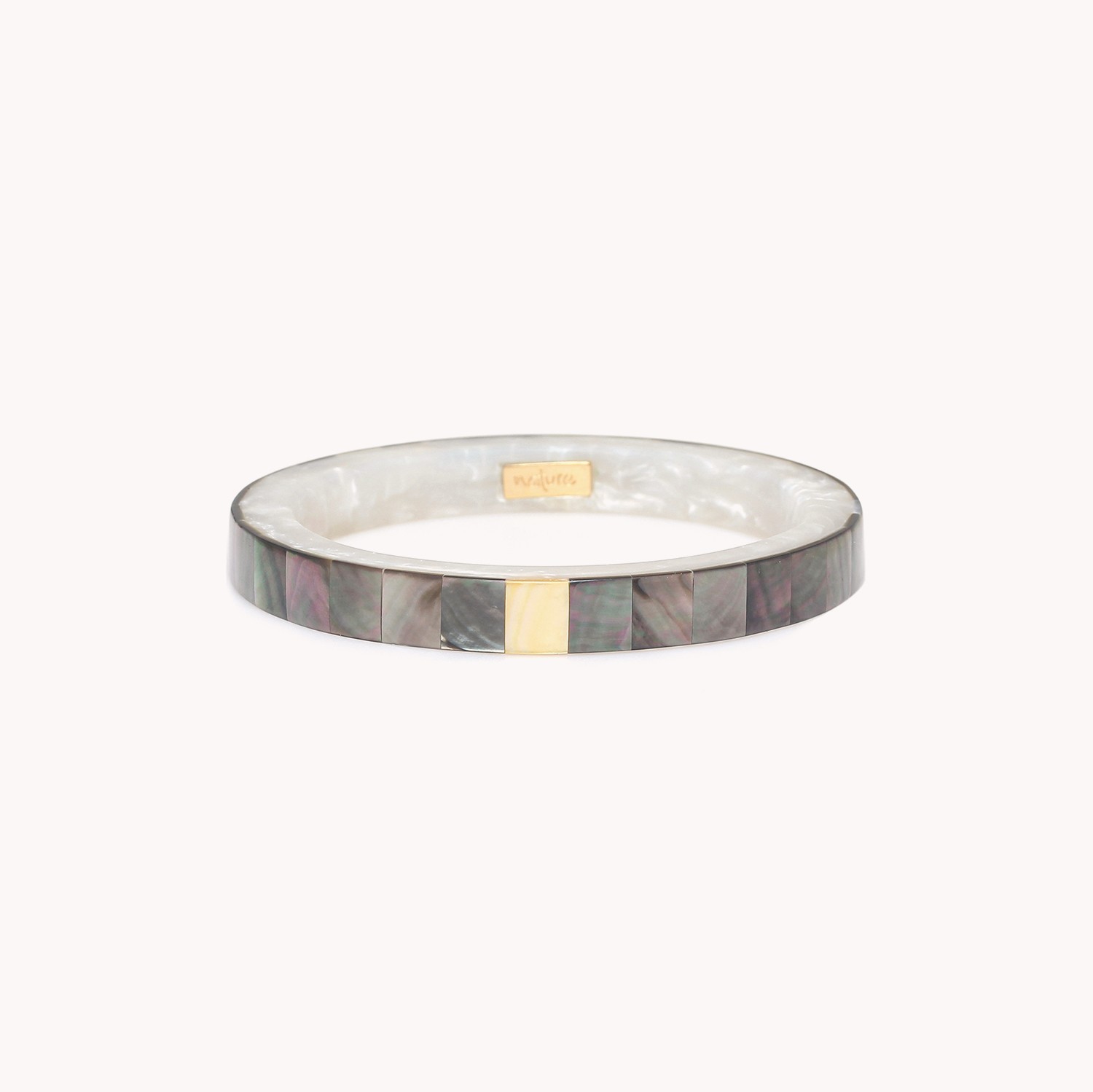 Bracelet jonc marqueterie nacre noire - San Lazzaro