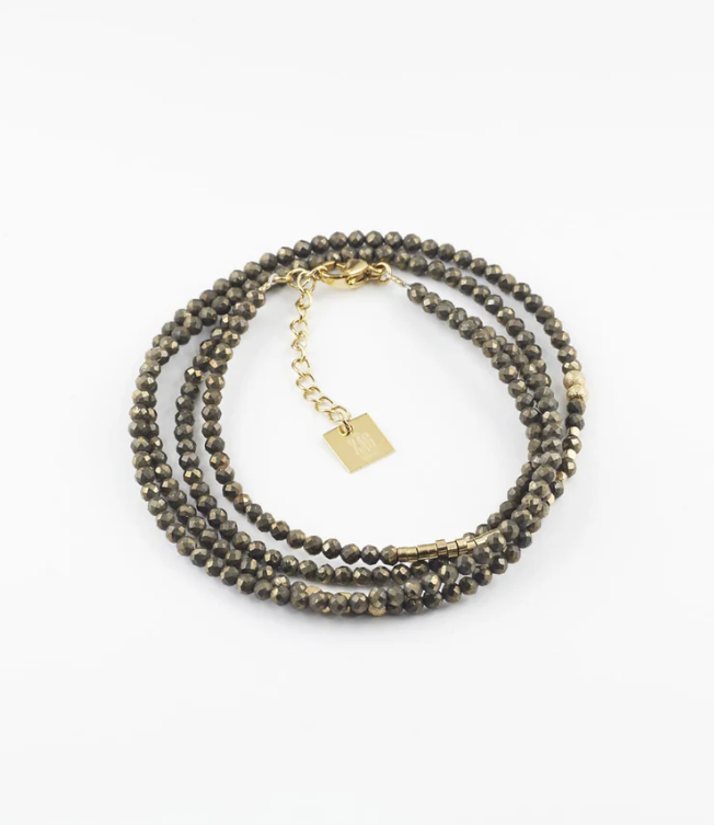 Bracelet Favela - Acier doré et pyrite