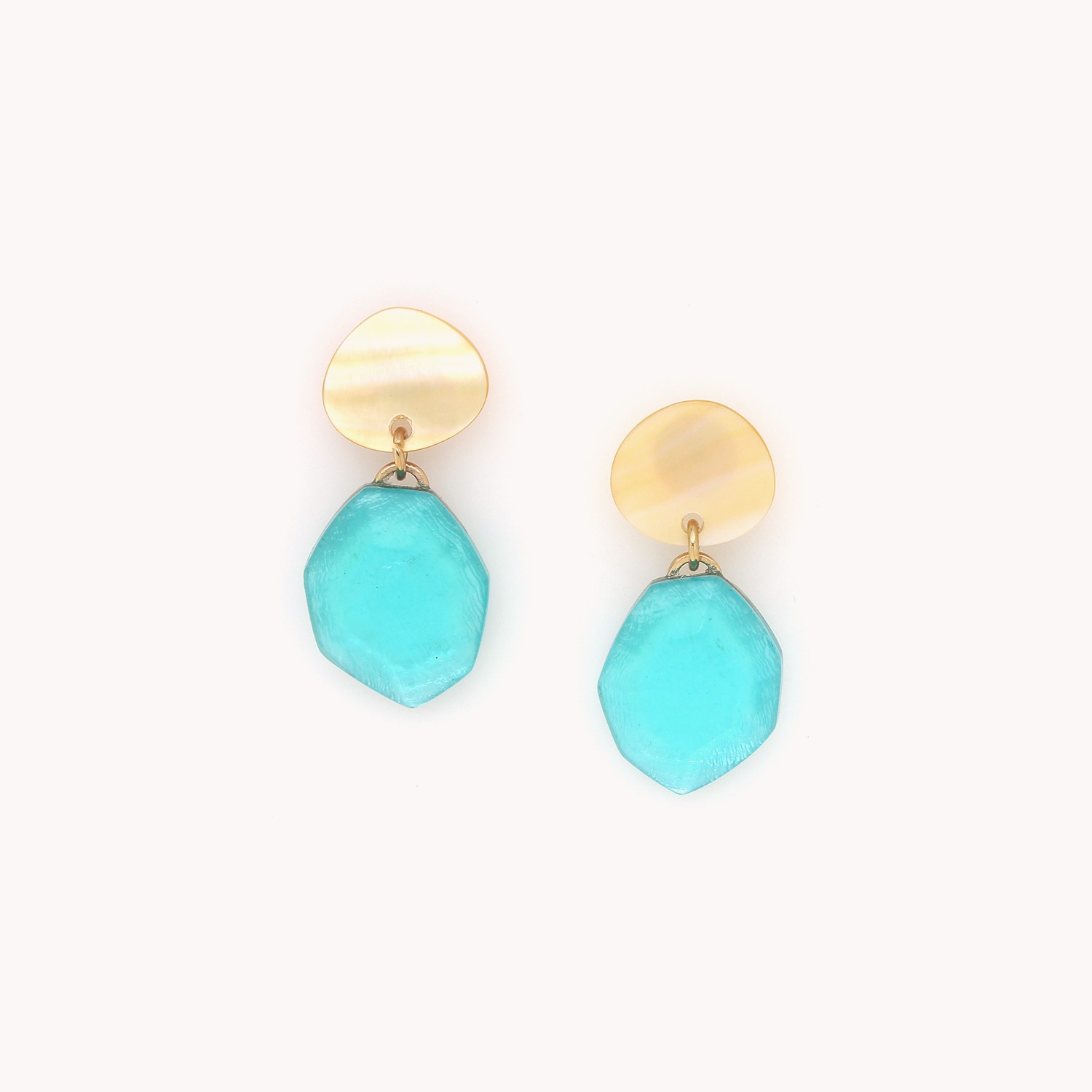 Petites boucles d\'oreilles lagon et nacre - Izmir