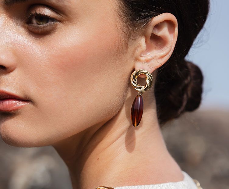Boucles d\'oreilles Norma - Doré Brun