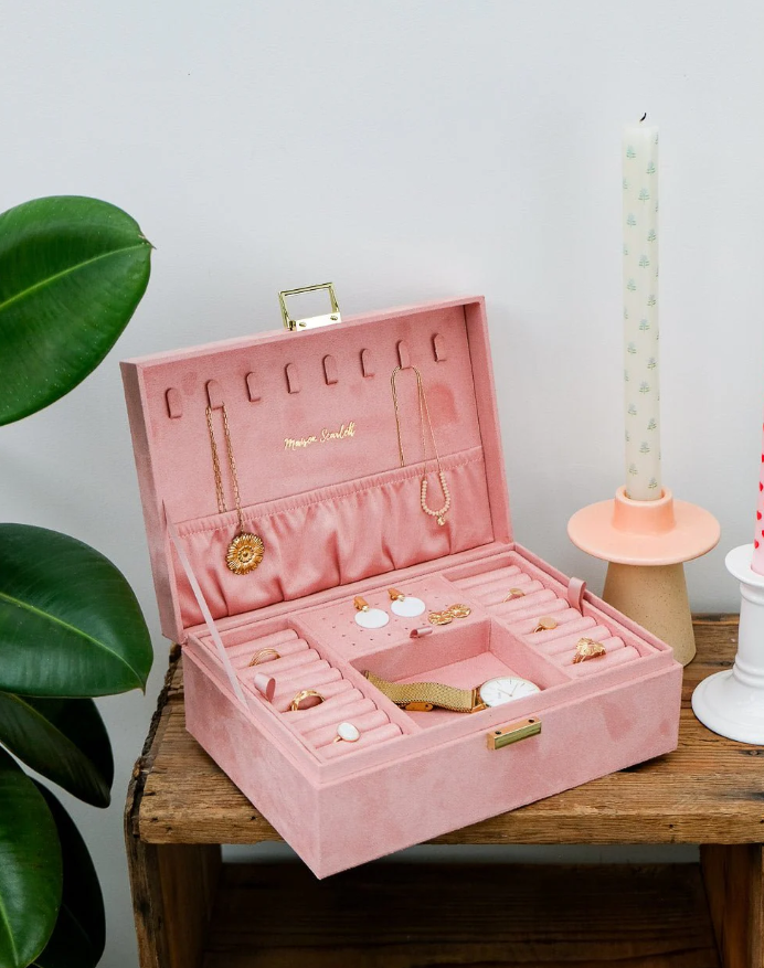 Boîte à bijoux Louise - Velours Rose