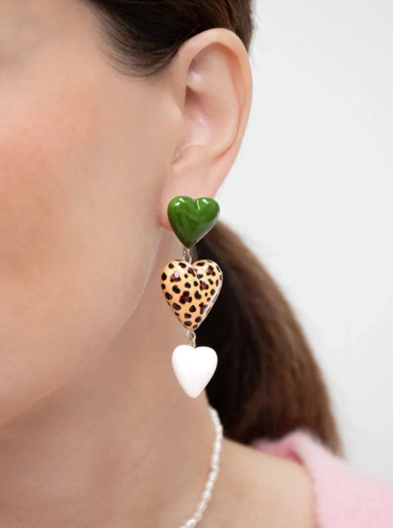 Boucles d\'oreilles pendantes triples coeurs