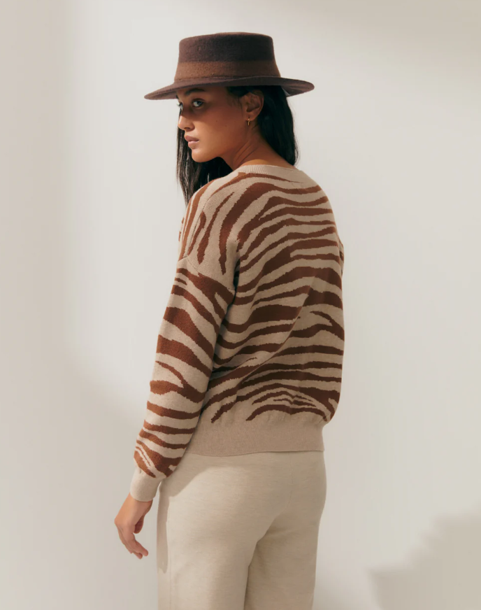 Pull col V imprimé animal -camel-paz-torras-2