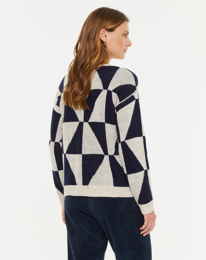 Pull jacquard diamant pour femme-bleu-paz-torras-3