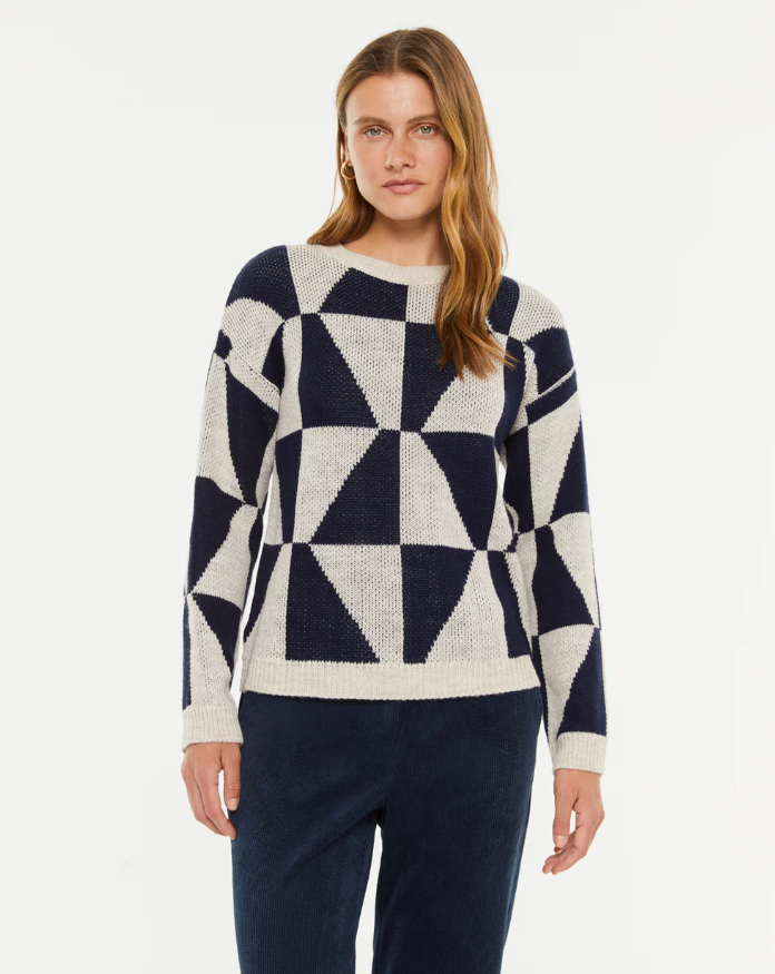 Pull jacquard diamant - Bleu