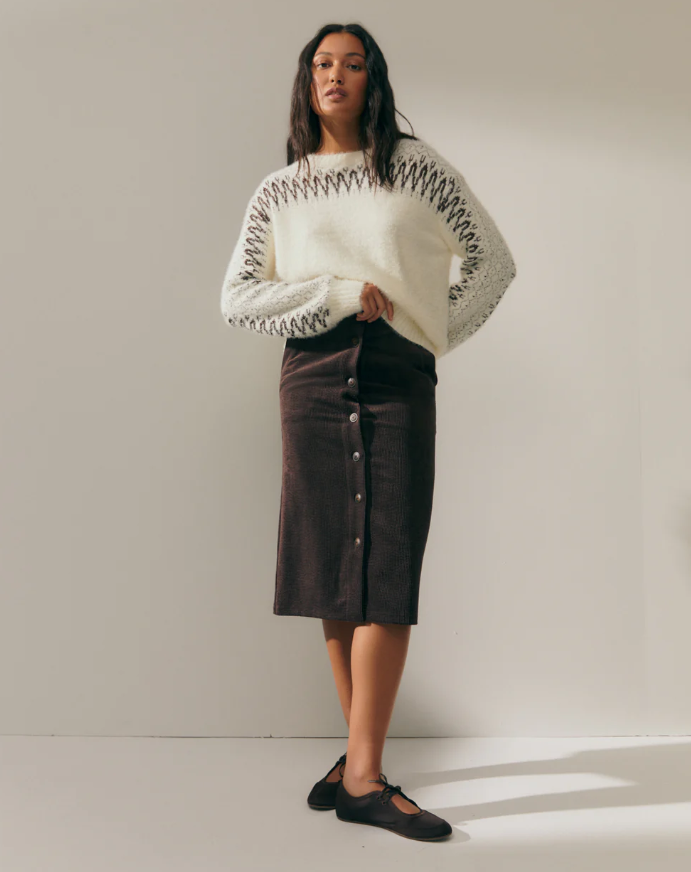 Pull jacquard effet fourrure pour femme avec fil métallisé-blanc-paz-torras-2