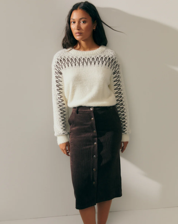 Pull jacquard effet fourrure pour femme avec fil métallisé-blanc-paz-torras-1