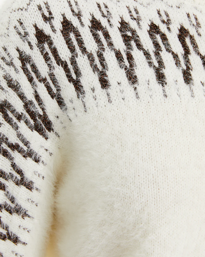 Pull jacquard effet fourrure pour femme avec fil métallisé-blanc-paz-torras-5