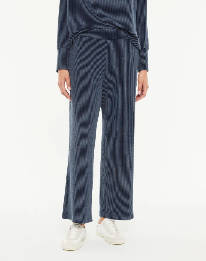 Pantalon large en tricot avec taille élastique bleu paz torras 2