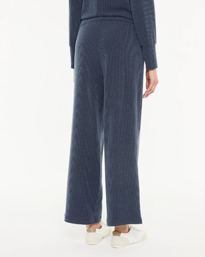 Pantalon large en tricot avec taille élastique bleu paz torras 3