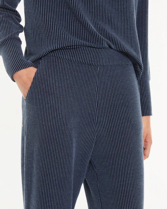 Pantalon large en tricot avec taille élastique bleu paz torras 4