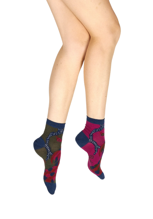 Chaussettes courtes en laine peignée - Le Paon