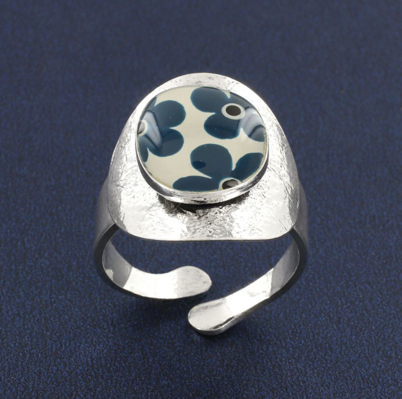 Bague Gomme - Argent bleu