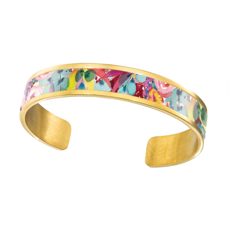 Bracelet manchette 8mm - Floral rose
