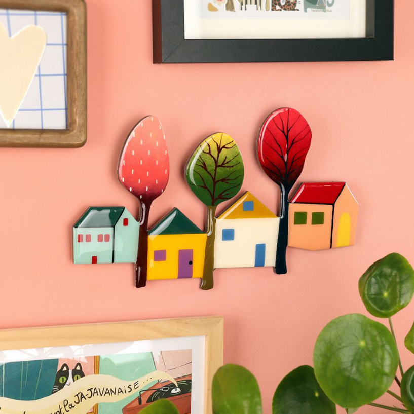 Bijou mural - Maisons couleur multi