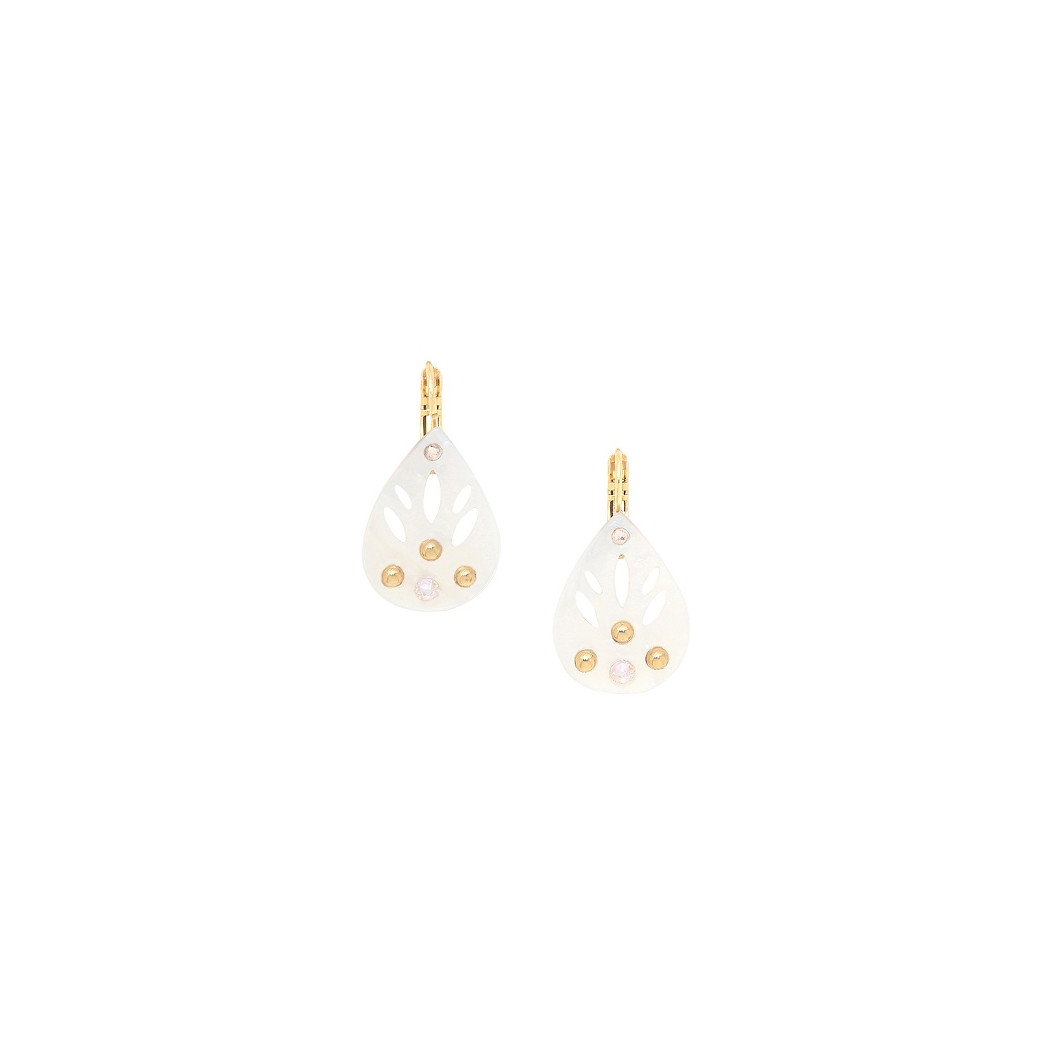 Boucles d\'oreilles dormeuses goutte ajourée - Angélique