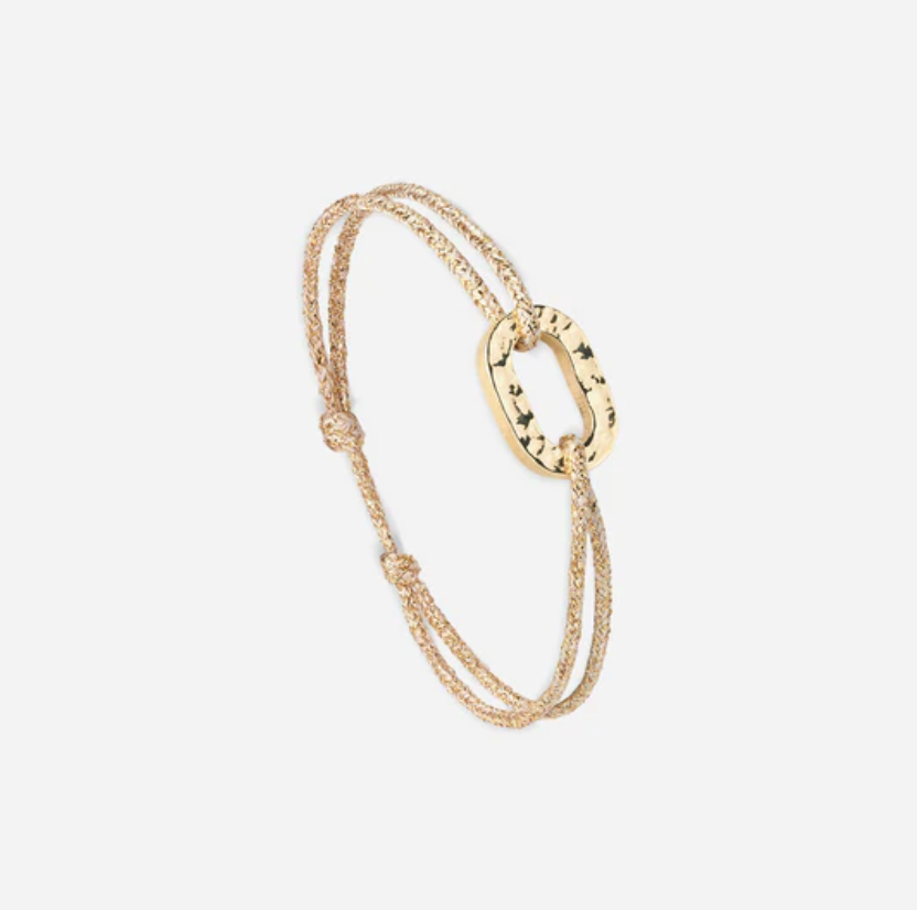 Bracelet Brasse - Plaqué Or - Cordon or pailleté