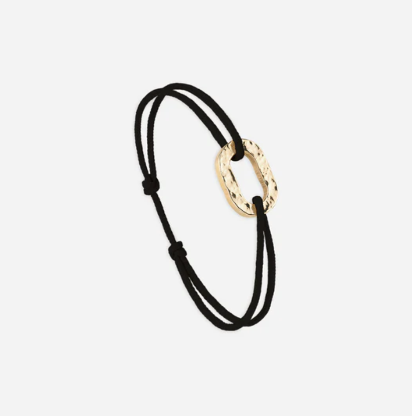 Bracelet Pelagia - Plaqué or - Cordon noir