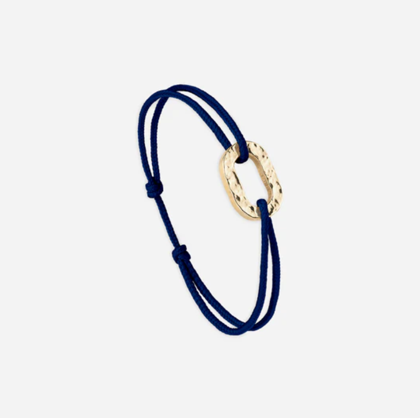 Bracelet Virevent - Plaqué or - Cordon bleu nuit