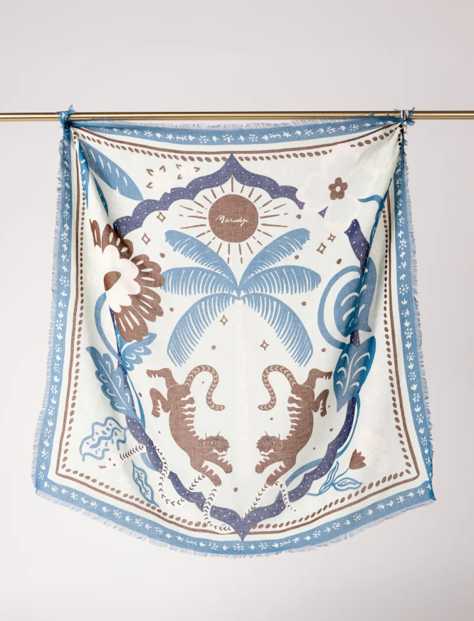 Foulard Tiger in the Palmeraie - Bleu orage