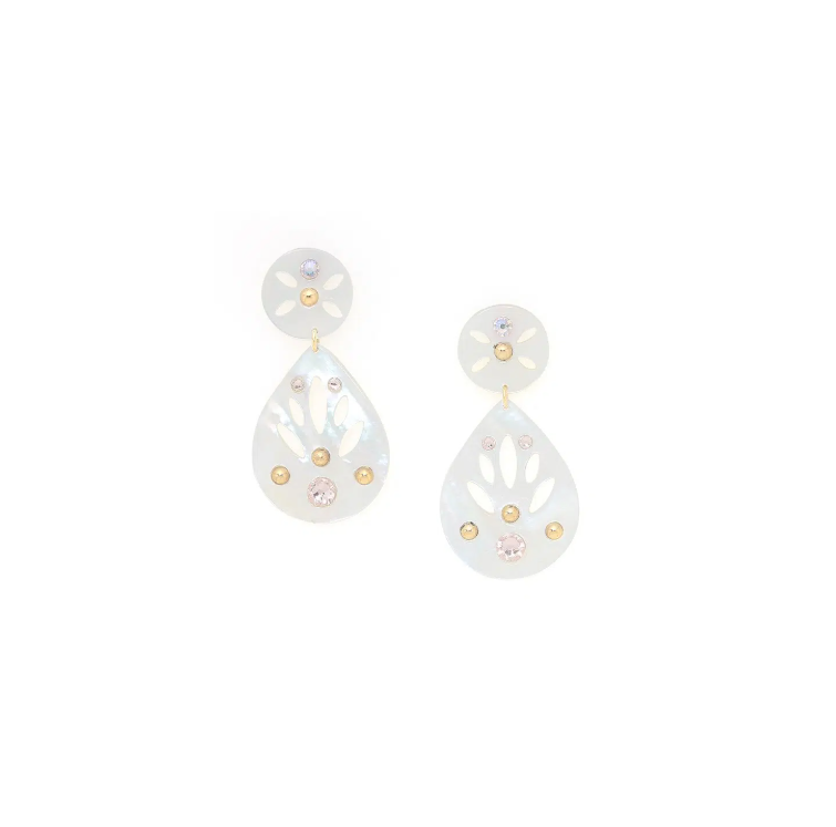 Boucles d\'oreilles poussoir 2 éléments pendant goutte ajourée - Angelique