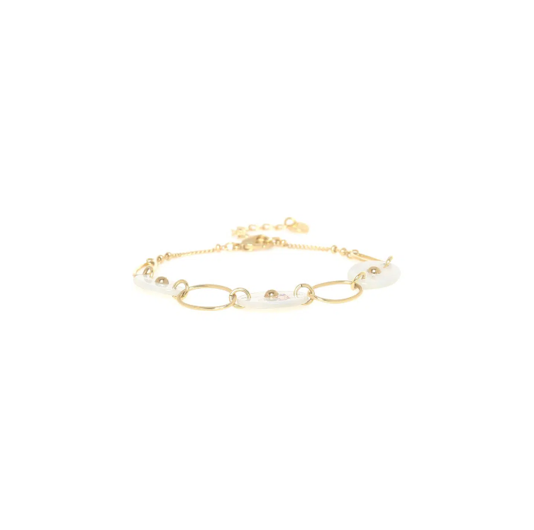 Bracelet ajustable anneaux et nacre - Angelique