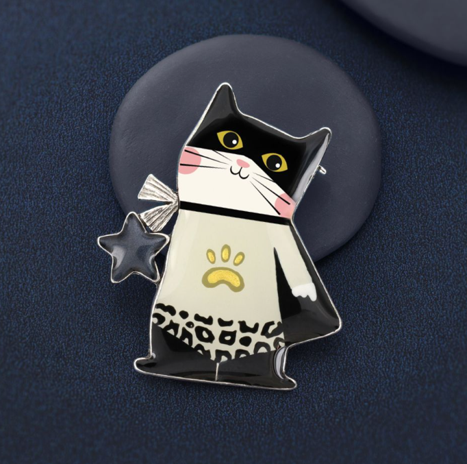 Broche Super Miaou - Argent noir