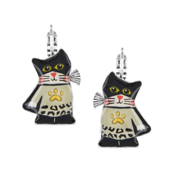Dormeuses Super Miaou - Argent noir