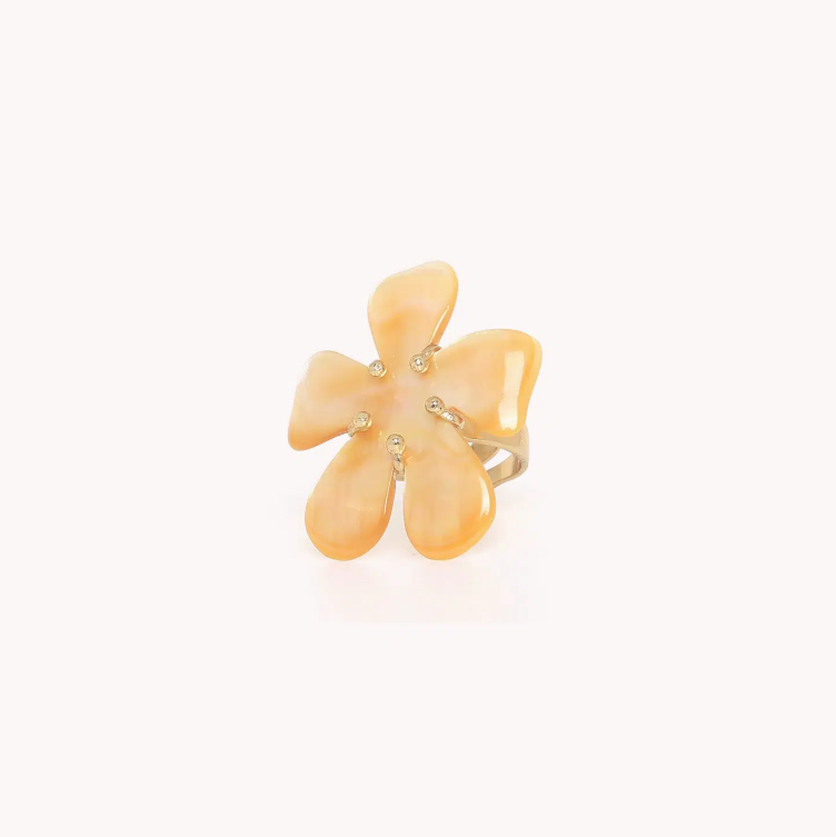 Bague ajustable fleur nacre dorée - Fioria