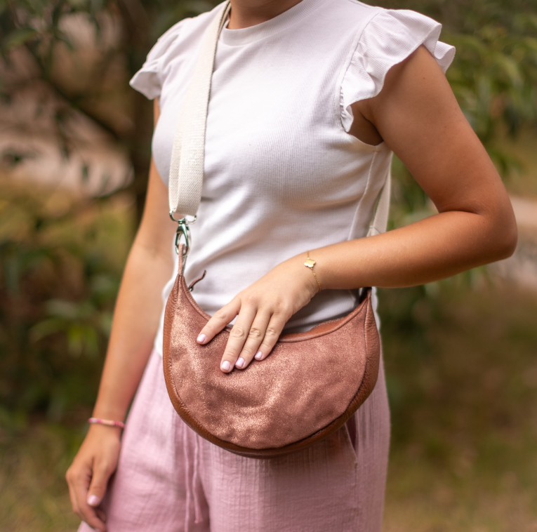 Sac Cosmos cuir pailleté (et grainé) - Cannelle cuivré