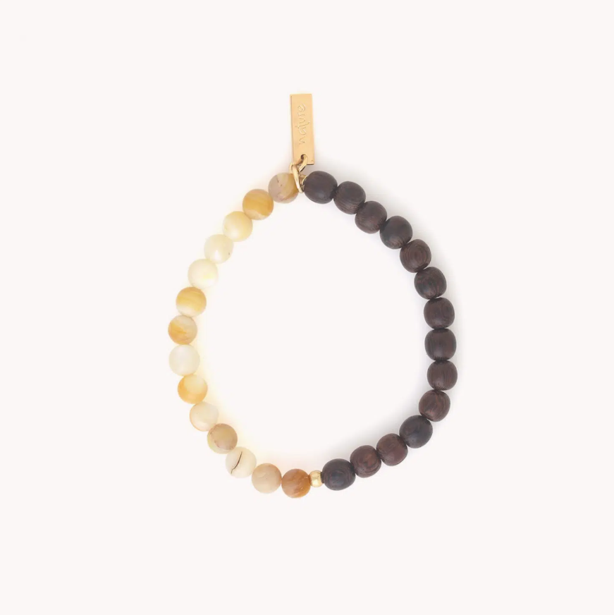 bracelet extensible nacre et bois fioria nature 2