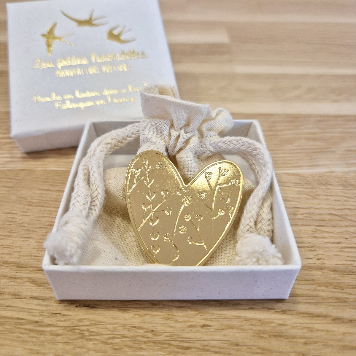 Broche laiton doré – Cœur