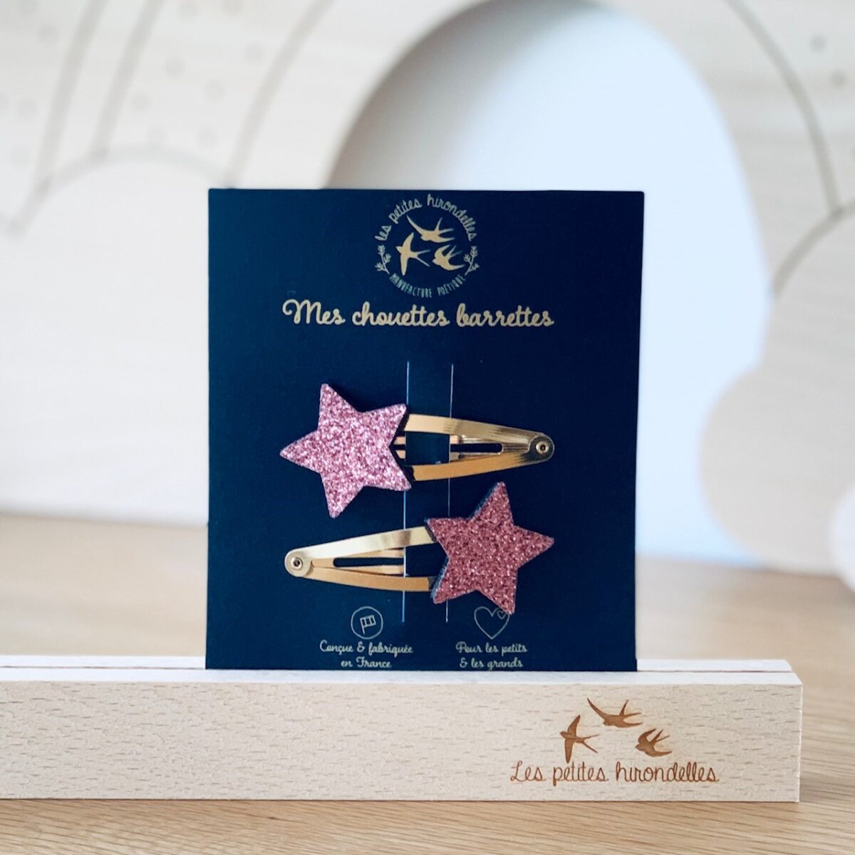 Barrettes doubles - Etoiles - Rose
