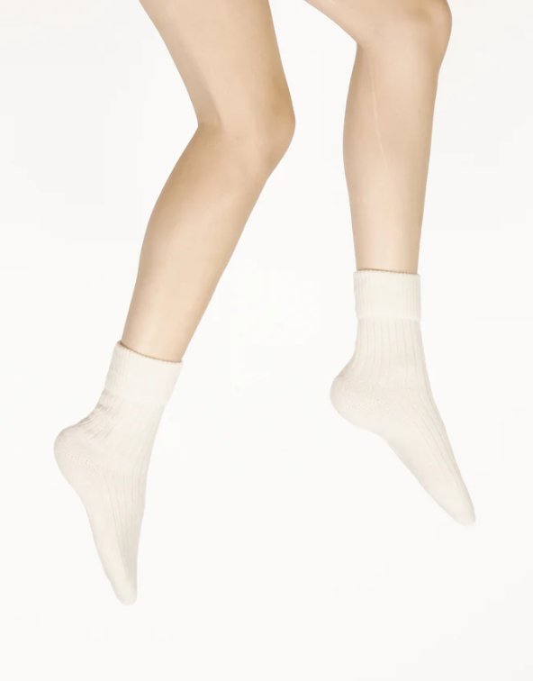 Chaussettes femme laine et acrylique - Ecru