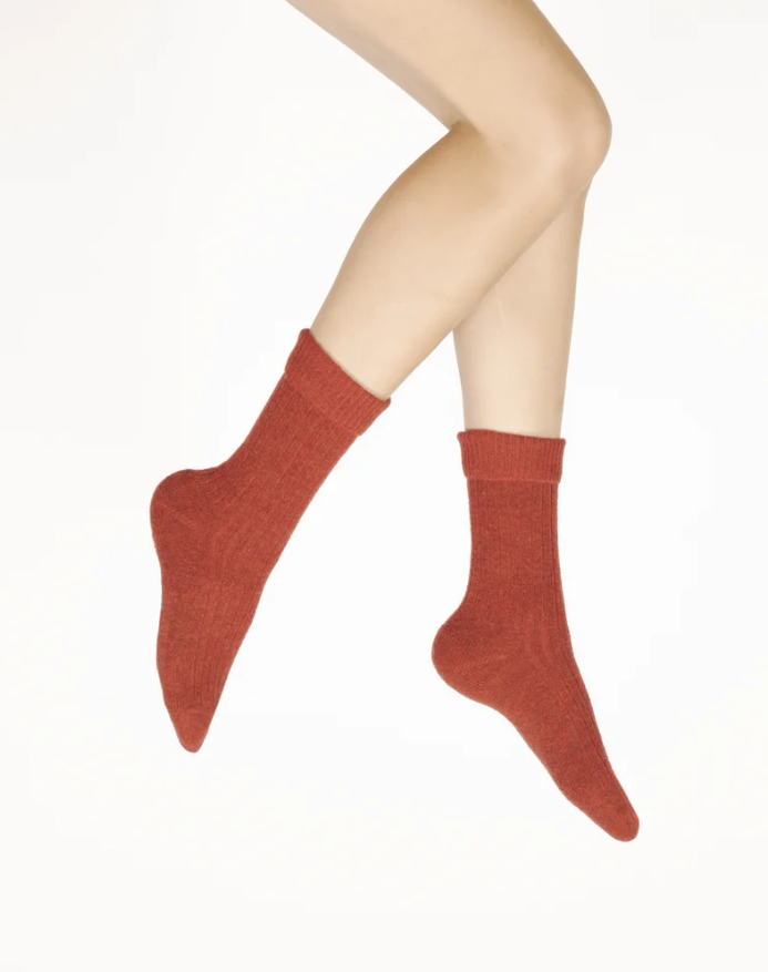 Chaussettes femme laine et acrylique - Rouge