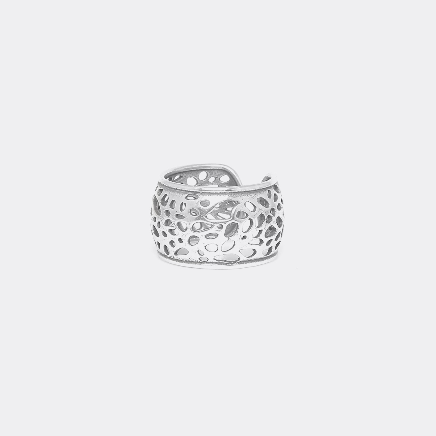 Bague ajustable ajourée argentée - Coralia