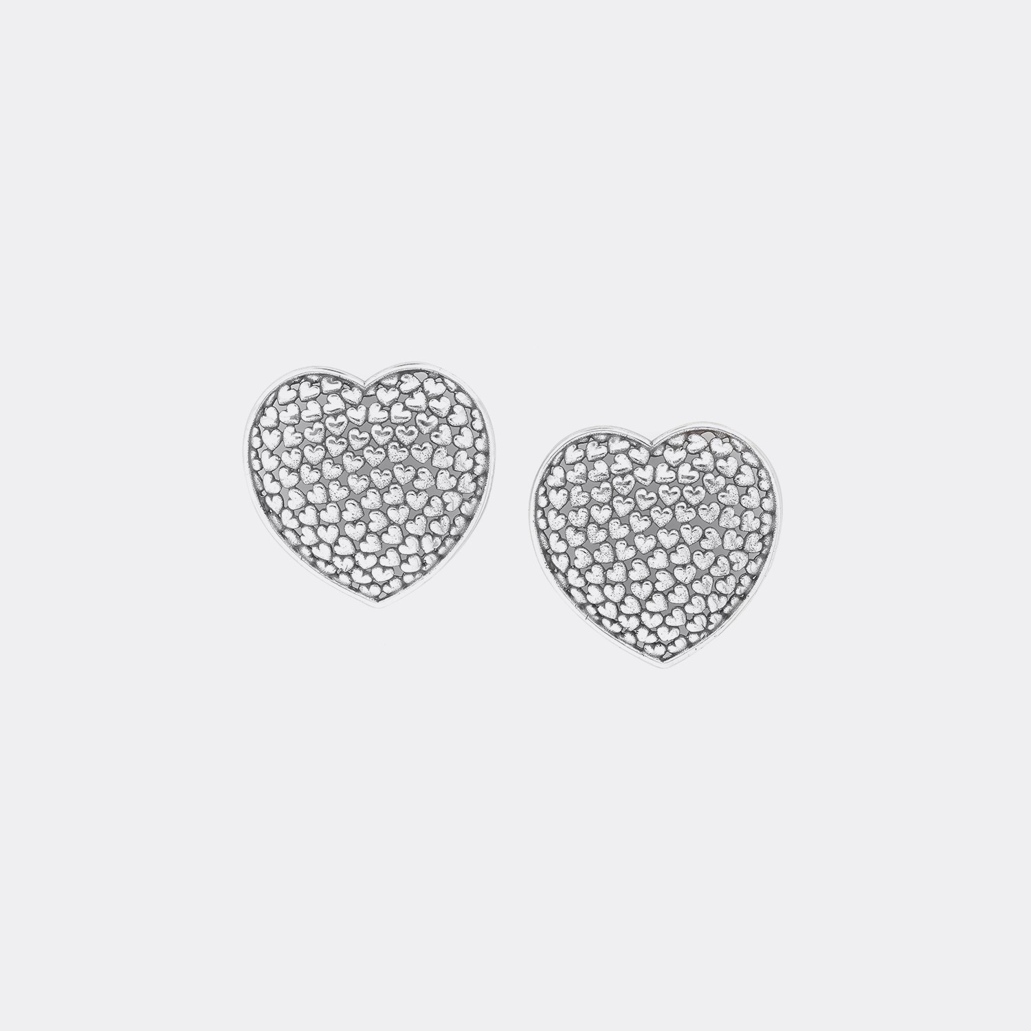 Boucles d’oreilles poussoir grand cœur argenté - Mon cœur