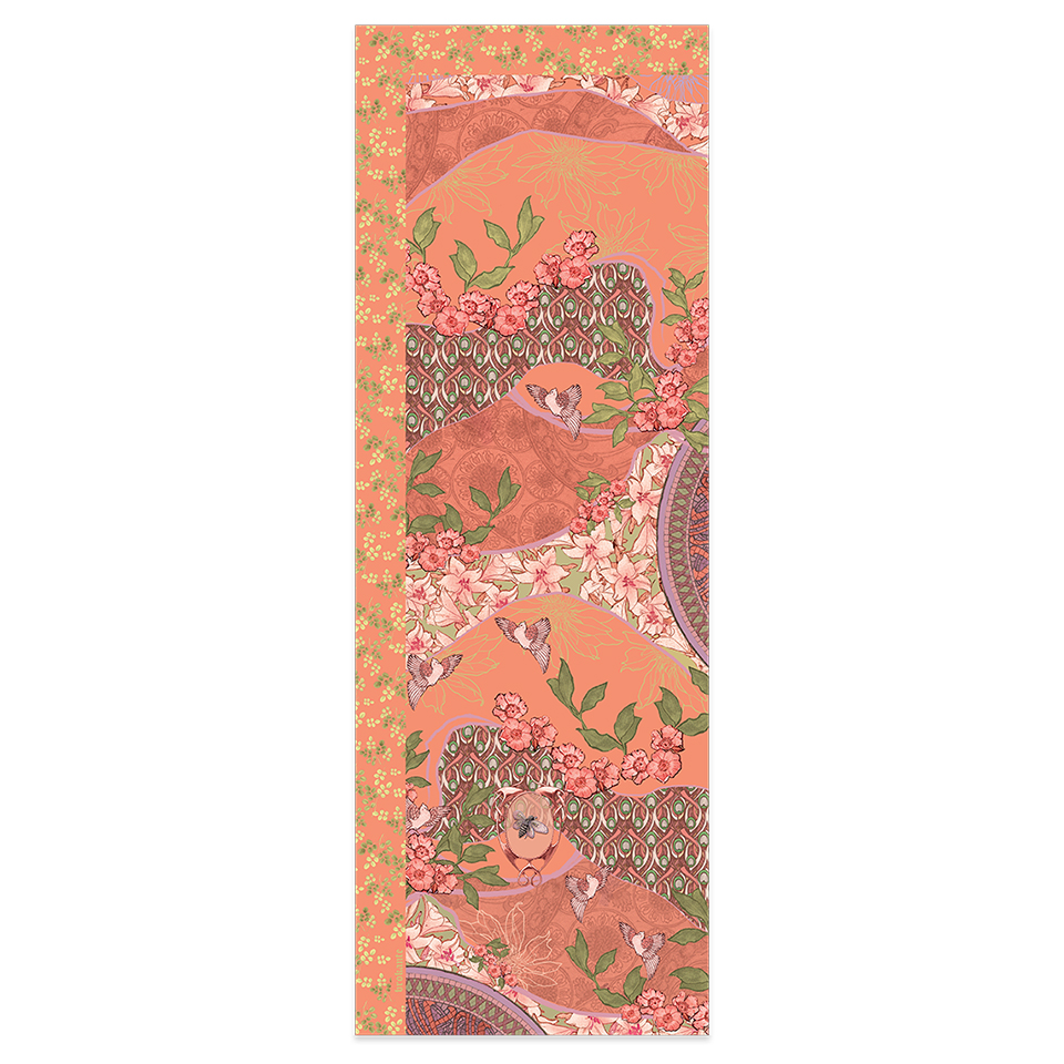 Grand foulard coton - Eveil corail