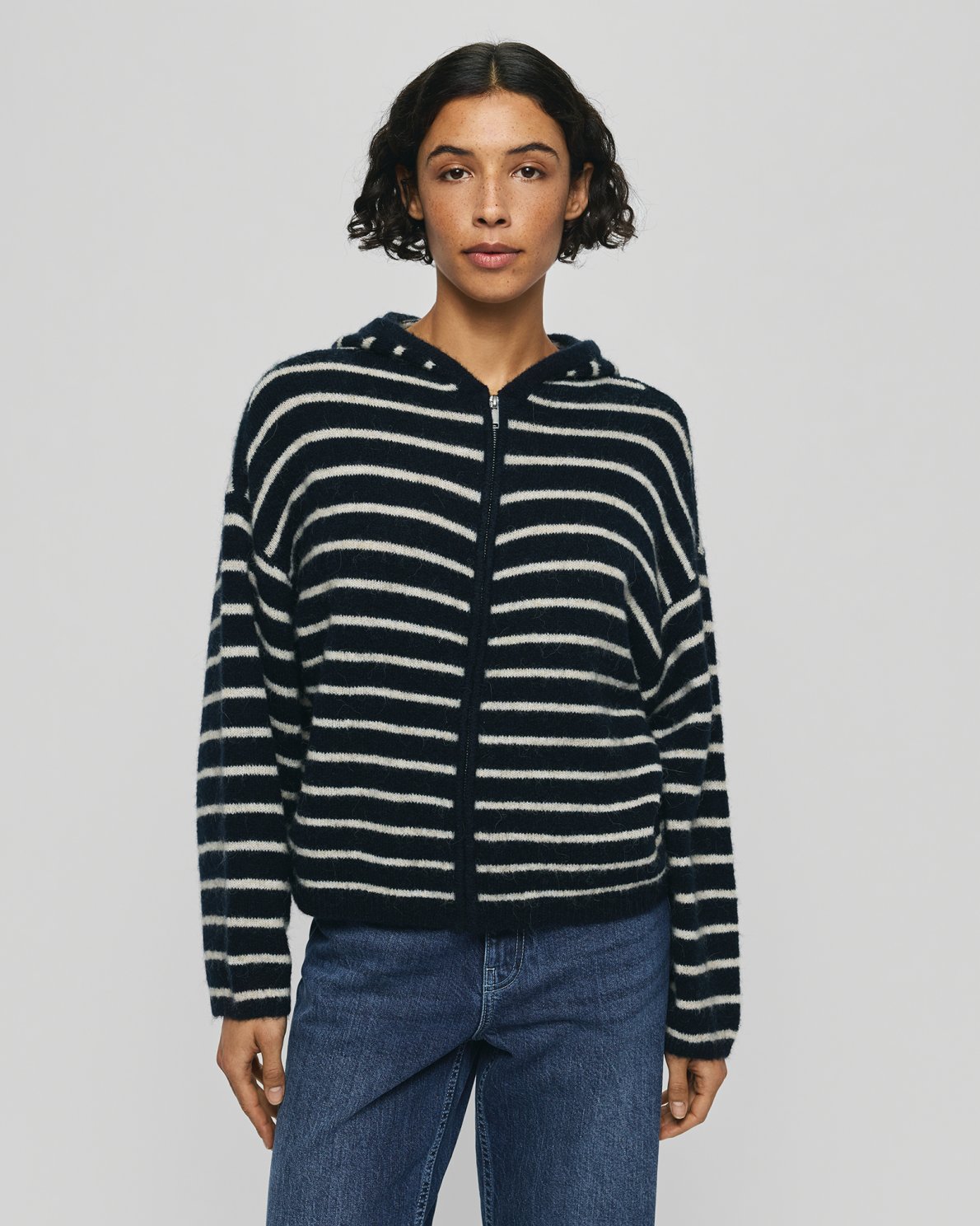 Cardigan Jinie Hope Zip - Sky captain / oatmeal (Bleu nuit / écru)