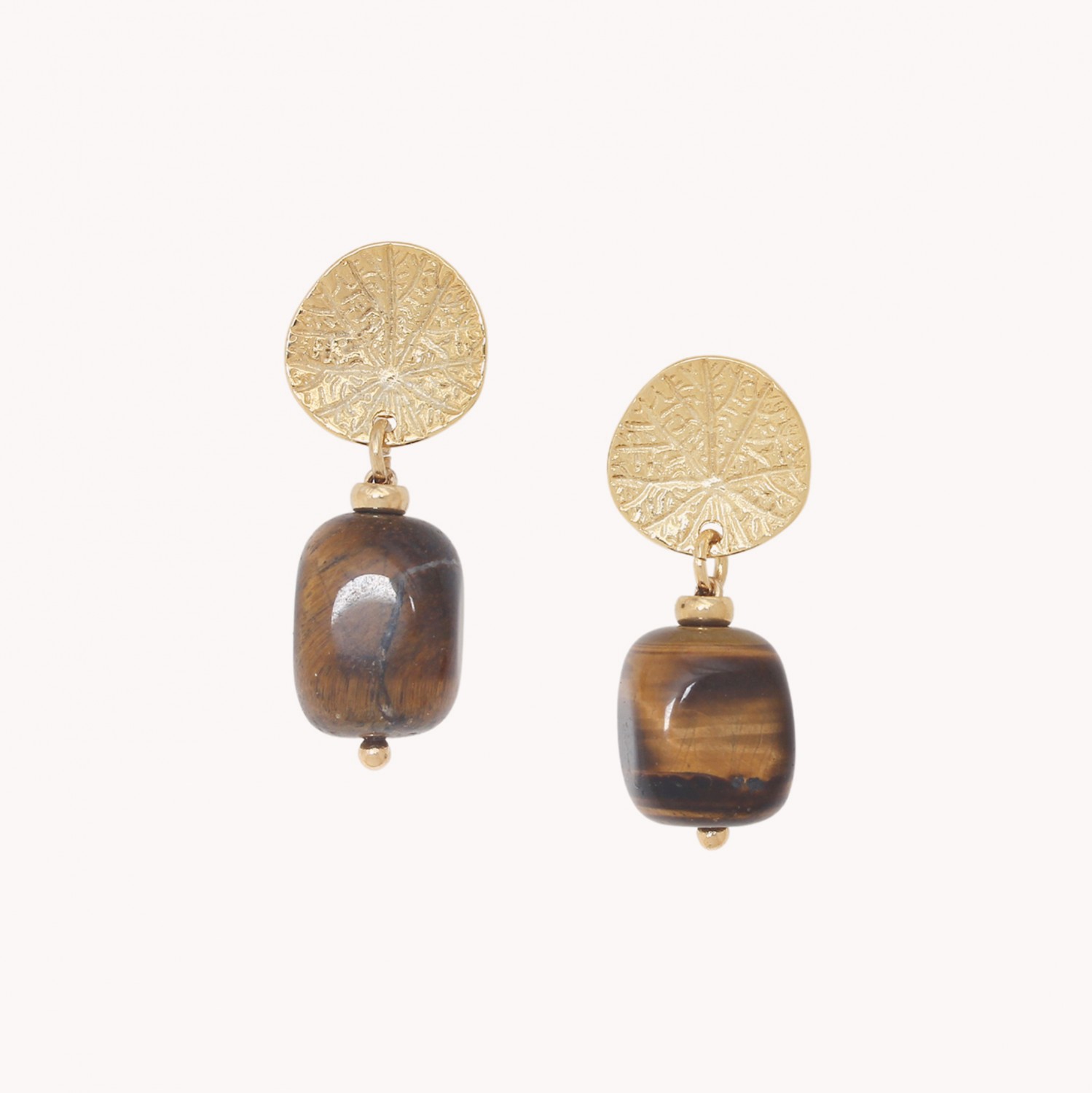 Boucles d\'oreilles poussoir Œil de Tigre - Minerama