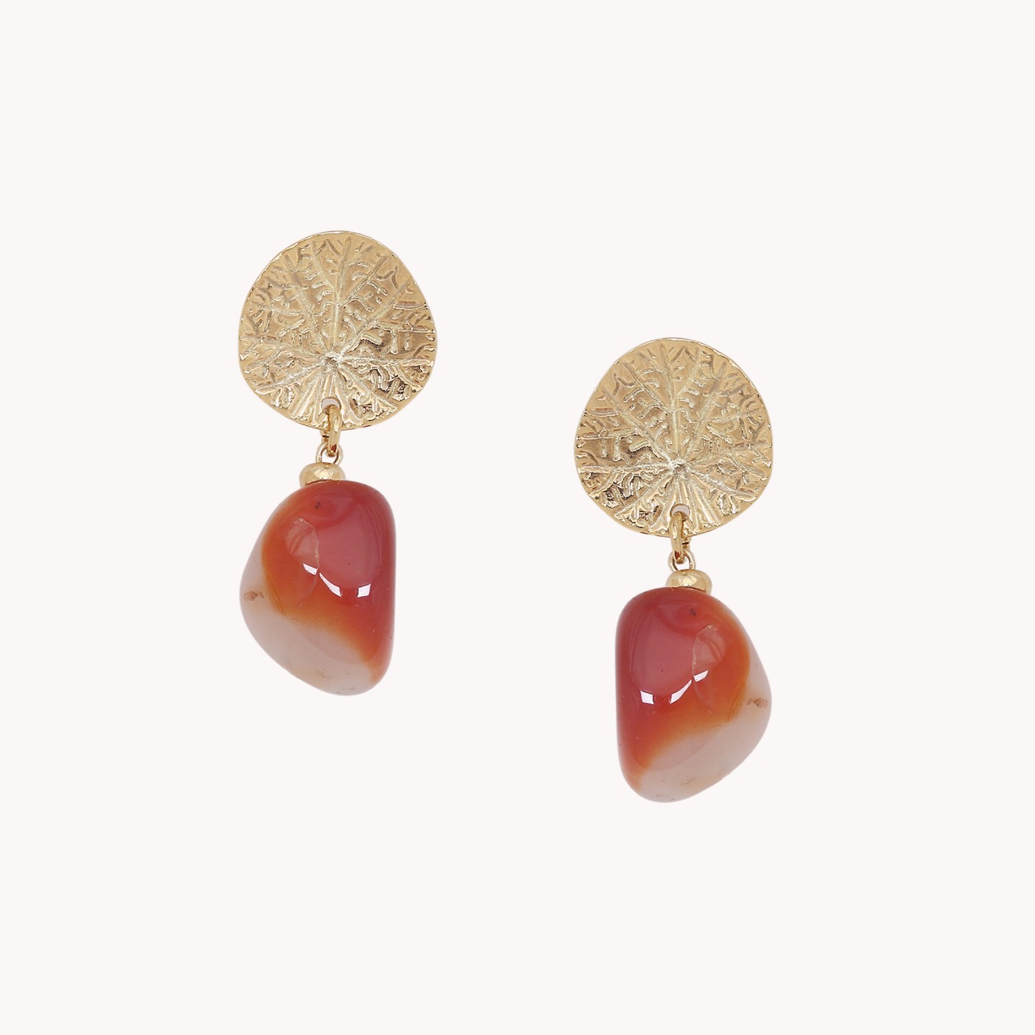 Boucles d\'oreilles poussoir Agate rouge - Minerama