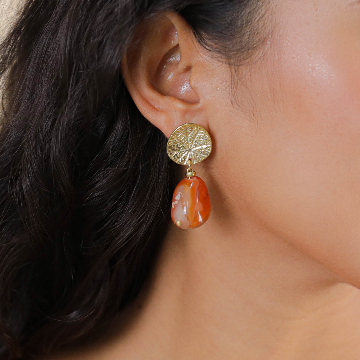 boucles oreilles minerama agate rouge nature 3