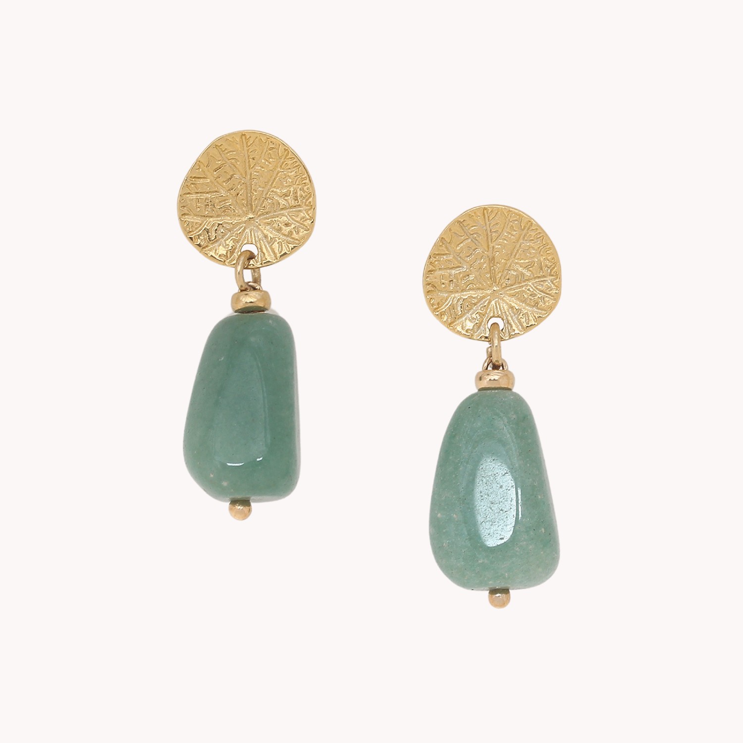 Boucles d\'oreilles poussoir Aventurine - Minerama