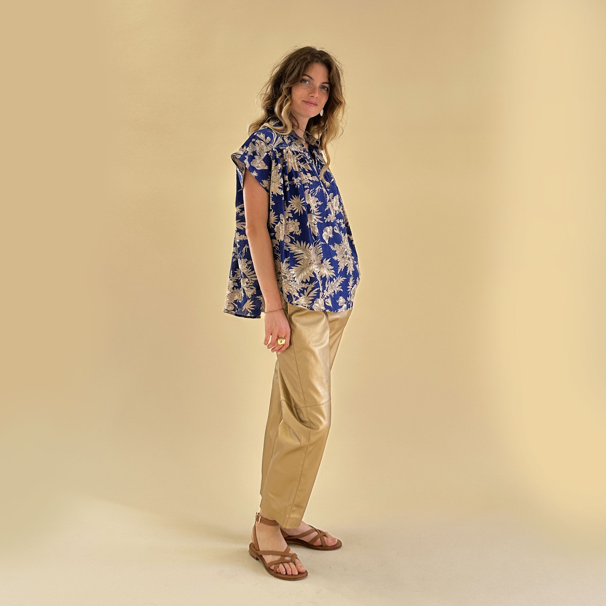 BLOUSE EMY BLOCKPRINT INDIGO 2