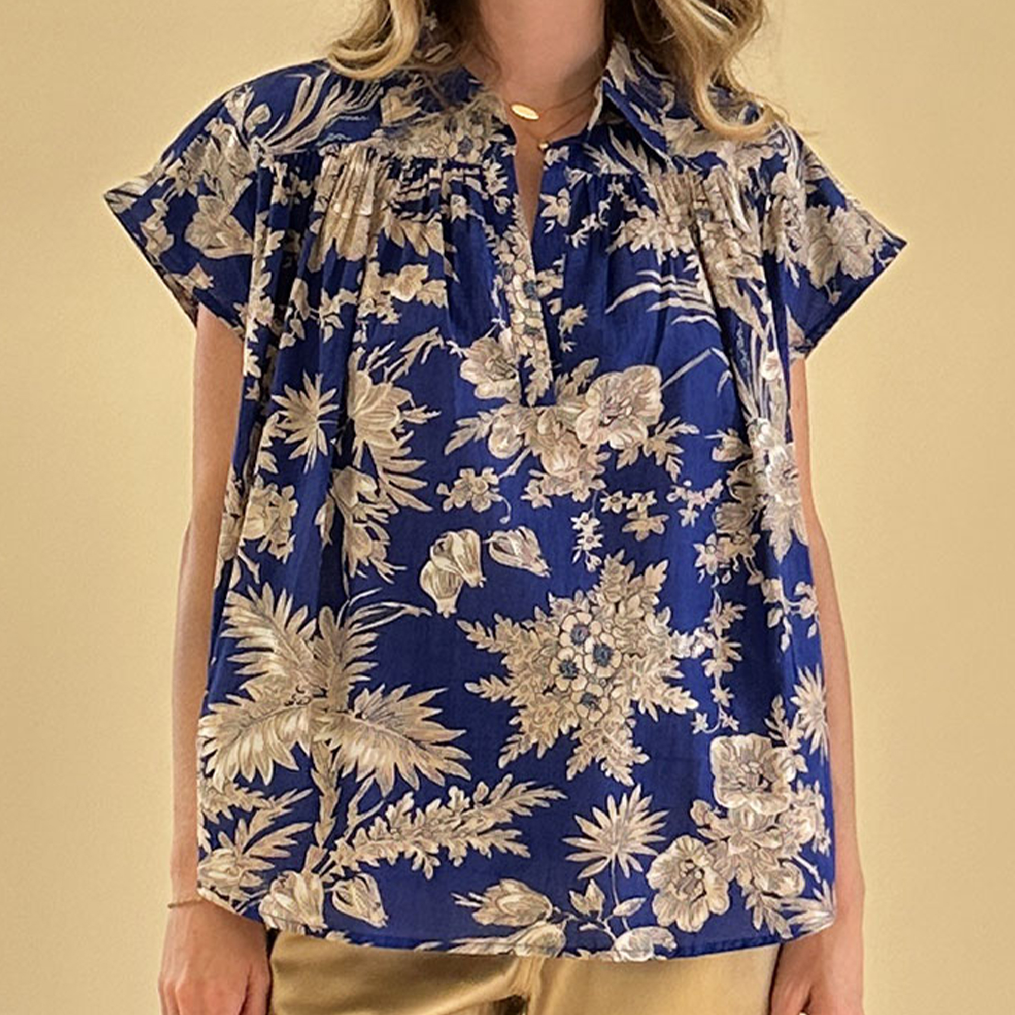 Blouse Emy - Blockprint Indigo